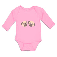 Long Sleeve Bodysuit Baby Cute Pug Buddies Heads and Faces Boy & Girl Clothes - Cute Rascals