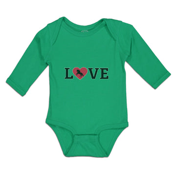 Long Sleeve Bodysuit Baby Love Heart Symbol Inside Horse Boy & Girl Clothes