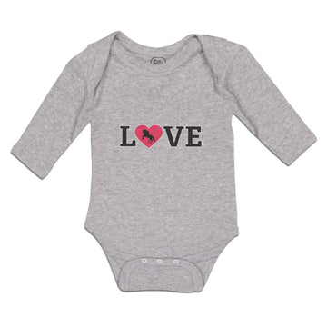 Long Sleeve Bodysuit Baby Love Heart Symbol Inside Horse Boy & Girl Clothes