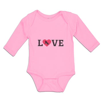 Long Sleeve Bodysuit Baby Love Heart Symbol Inside Horse Boy & Girl Clothes