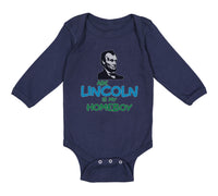 Long Sleeve Bodysuit Baby Abe Lincoln Is My Homeboy Boy & Girl Clothes Cotton - Cute Rascals