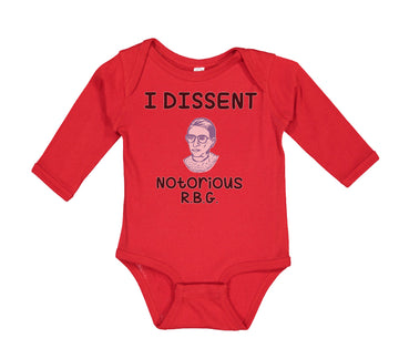 Long Sleeve Bodysuit Baby I Dissent Notorious R.B.G Ruth Bader Ginsburg Cotton