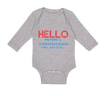 Long Sleeve Bodysuit Baby Hello My Name Is Stormageddon Dark Lord of All Cotton - Cute Rascals