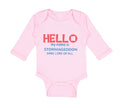 Long Sleeve Bodysuit Baby Hello My Name Is Stormageddon Dark Lord of All Cotton