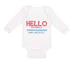 Long Sleeve Bodysuit Baby Hello My Name Is Stormageddon Dark Lord of All Cotton - Cute Rascals
