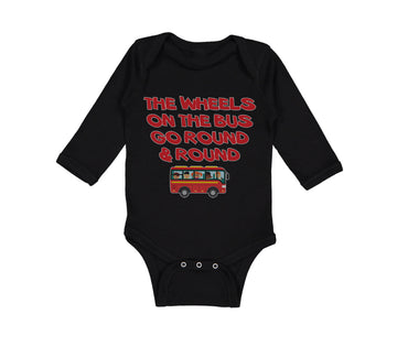 Long Sleeve Bodysuit Baby The Wheels on The Bus Go Round and Round Cotton