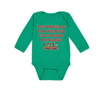 Long Sleeve Bodysuit Baby The Wheels on The Bus Go Round and Round Cotton