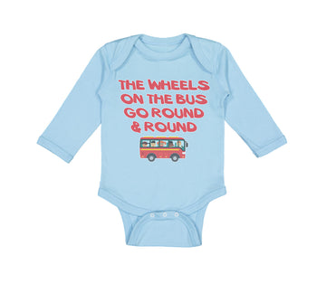 Long Sleeve Bodysuit Baby The Wheels on The Bus Go Round and Round Cotton