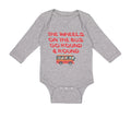 Long Sleeve Bodysuit Baby The Wheels on The Bus Go Round and Round Cotton