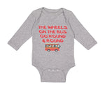 Long Sleeve Bodysuit Baby The Wheels on The Bus Go Round and Round Cotton