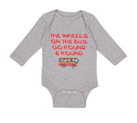 Long Sleeve Bodysuit Baby The Wheels on The Bus Go Round and Round Cotton