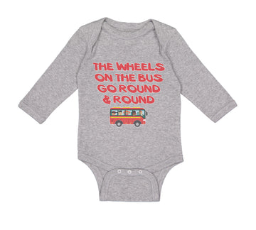 Long Sleeve Bodysuit Baby The Wheels on The Bus Go Round and Round Cotton