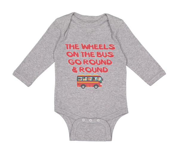 Long Sleeve Bodysuit Baby The Wheels on The Bus Go Round and Round Cotton