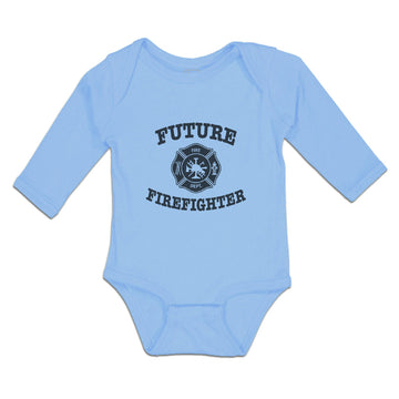 Long Sleeve Bodysuit Baby Future Firefighter with Badge Boy & Girl Clothes
