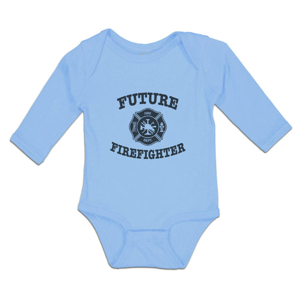 Long Sleeve Bodysuit Baby Future Firefighter with Badge Boy & Girl Clothes - Cute Rascals