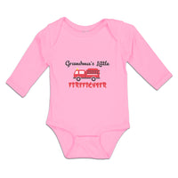 Long Sleeve Bodysuit Baby Grandma's Little Firefighter with Working Vehicle - Cute Rascals