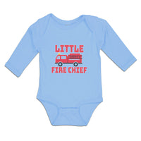 Long Sleeve Bodysuit Baby Little Fire Chief Profession with Working Vehicle
