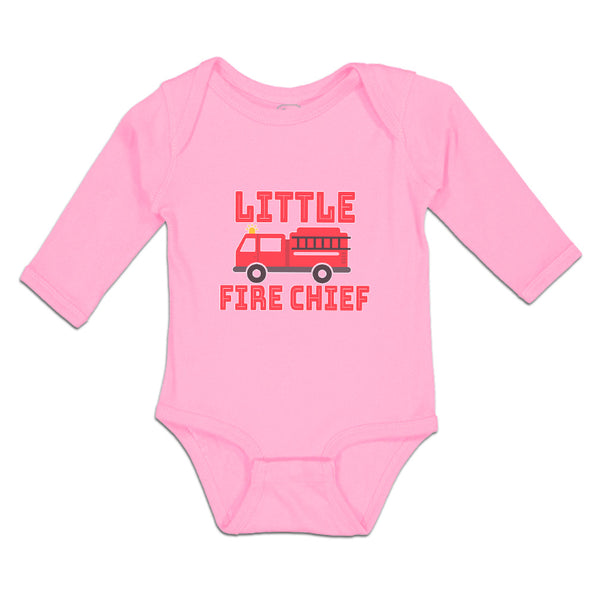 Long Sleeve Bodysuit Baby Little Fire Chief Profession with Working Vehicle
