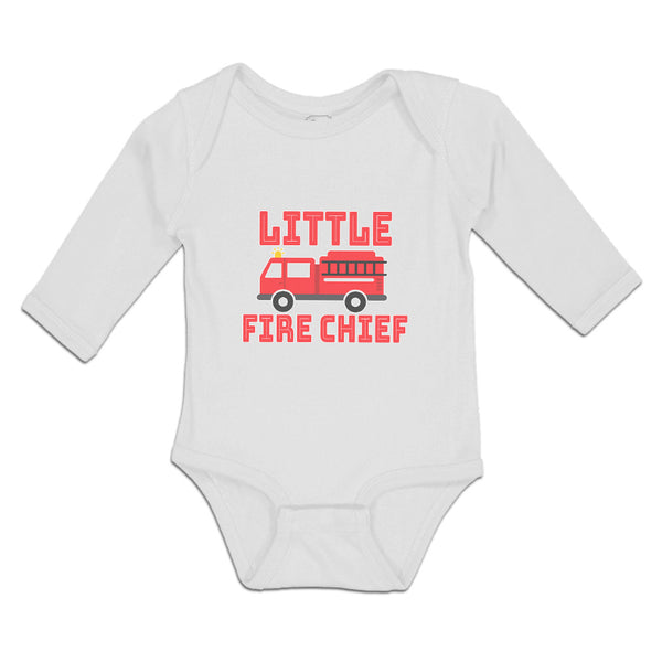 Long Sleeve Bodysuit Baby Little Fire Chief Profession with Working Vehicle