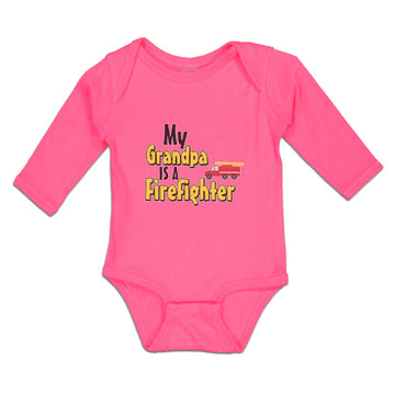 Long Sleeve Bodysuit Baby Grandpa Firefighter Profession Vehicle Cotton