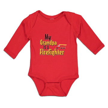 Long Sleeve Bodysuit Baby Grandpa Firefighter Profession Vehicle Cotton