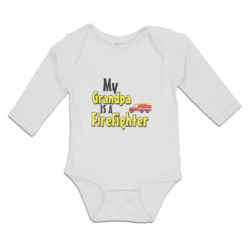 Long Sleeve Bodysuit Baby Grandpa Firefighter Profession Vehicle Cotton