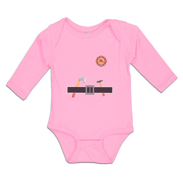 Long Sleeve Bodysuit Baby Carpenterer Costume Tool Belt with Badge Cotton