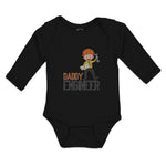 Long Sleeve Bodysuit Baby Daddy Engineer Profession Boy with Helmet and Tools - Cute Rascals