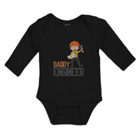 Long Sleeve Bodysuit Baby Daddy Engineer Profession Boy with Helmet and Tools - Cute Rascals