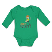 Long Sleeve Bodysuit Baby Daddy Engineer Profession Boy with Helmet and Tools - Cute Rascals