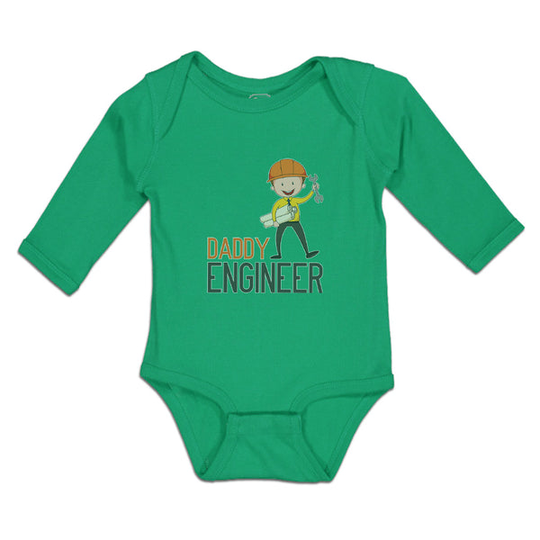Long Sleeve Bodysuit Baby Daddy Engineer Profession Boy with Helmet and Tools - Cute Rascals