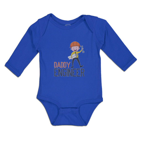 Long Sleeve Bodysuit Baby Daddy Engineer Profession Boy with Helmet and Tools - Cute Rascals