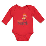 Long Sleeve Bodysuit Baby Daddy Engineer Profession Boy with Helmet and Tools - Cute Rascals