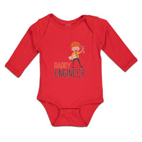 Long Sleeve Bodysuit Baby Daddy Engineer Profession Boy with Helmet and Tools - Cute Rascals