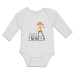 Long Sleeve Bodysuit Baby Daddy Engineer Profession Boy with Helmet and Tools - Cute Rascals