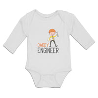 Long Sleeve Bodysuit Baby Daddy Engineer Profession Boy with Helmet and Tools - Cute Rascals