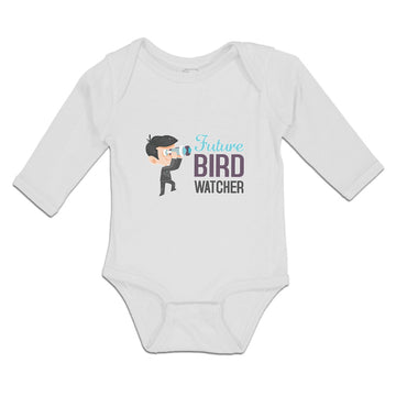 Long Sleeve Bodysuit Baby Future Bird Watcher Boy with Binoculars Cotton