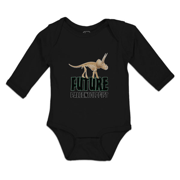 Long Sleeve Bodysuit Baby Paleontologist Dinosaur Skull Skeleton Cotton