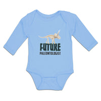 Long Sleeve Bodysuit Baby Paleontologist Dinosaur Skull Skeleton Cotton