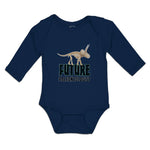 Long Sleeve Bodysuit Baby Paleontologist Dinosaur Skull Skeleton Cotton