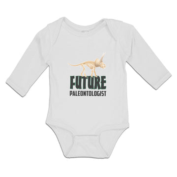 Long Sleeve Bodysuit Baby Paleontologist Dinosaur Skull Skeleton Cotton