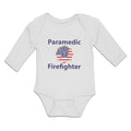 Long Sleeve Bodysuit Baby Paramedic Firefighter Profession Country Flag Cotton