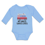 Long Sleeve Bodysuit Baby Uncle Saves Profession Firefighter Vehicle Cotton