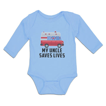 Long Sleeve Bodysuit Baby Uncle Saves Profession Firefighter Vehicle Cotton