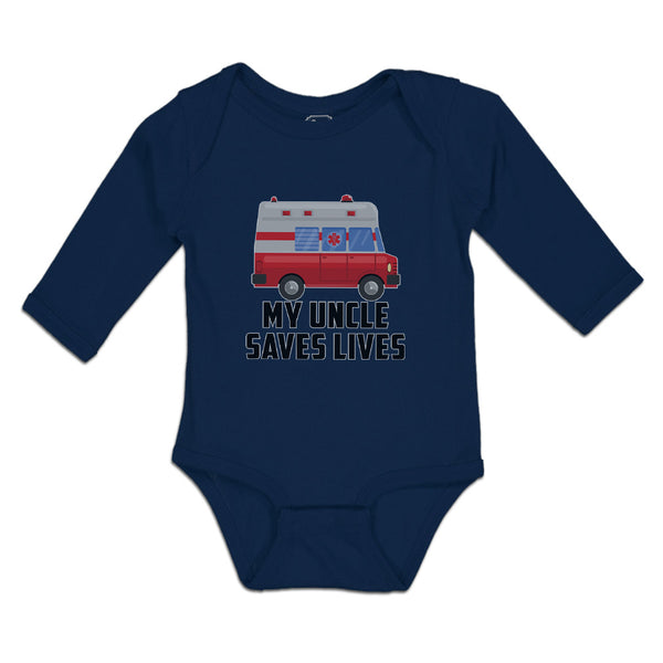 Long Sleeve Bodysuit Baby Uncle Saves Profession Firefighter Vehicle Cotton