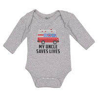 Long Sleeve Bodysuit Baby Uncle Saves Profession Firefighter Vehicle Cotton