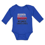 Long Sleeve Bodysuit Baby Uncle Saves Profession Firefighter Vehicle Cotton
