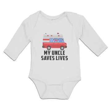 Long Sleeve Bodysuit Baby Uncle Saves Profession Firefighter Vehicle Cotton