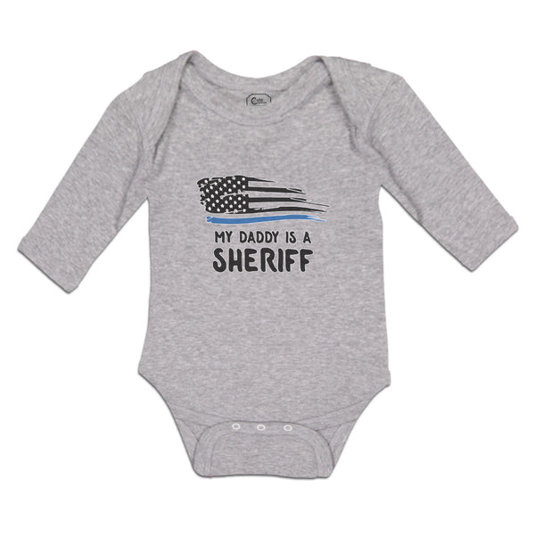 Long Sleeve Bodysuit Baby My Daddy Is A Sheriff Country Police Flag Cotton