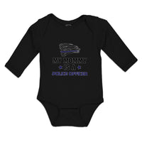 Long Sleeve Bodysuit Baby My Mommy Is A Police Officer Flag and Star Cotton